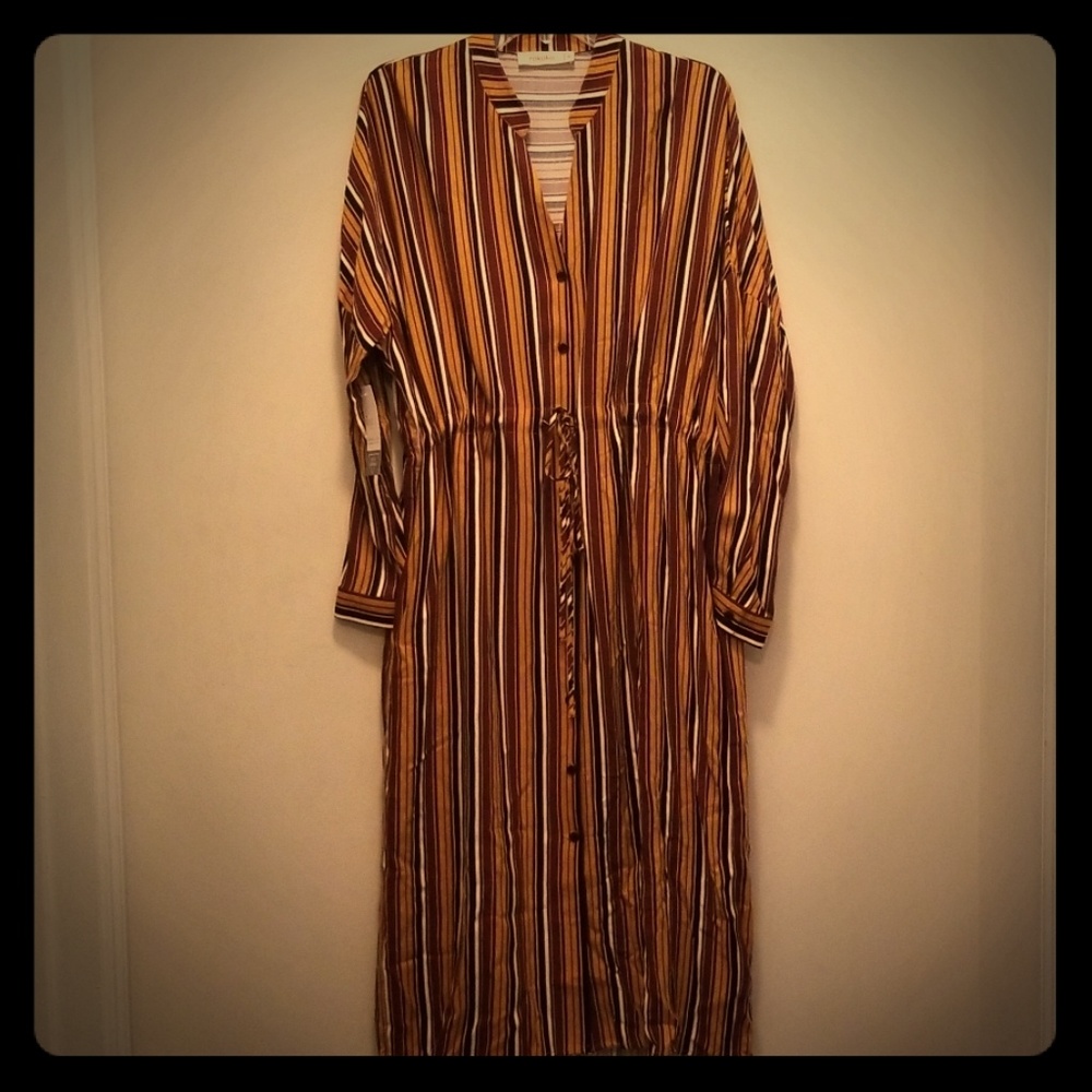 Rokoko Striped Mustard and Navy Dress